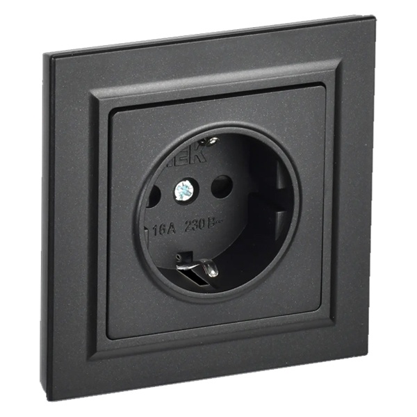 Розетка ИЭК BRITE 2P+E Schuko со шторками 16А в сборе черный (РСР14-1-0-БрЧ)