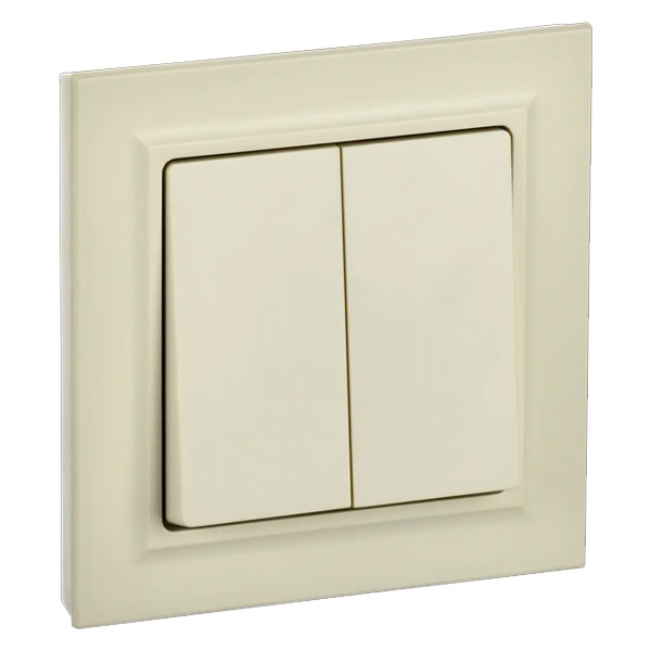 Выключатель 2-клавишный ИЭК BRITE 10А в сборе бежевый (ВСР10-2-0-БрКр)