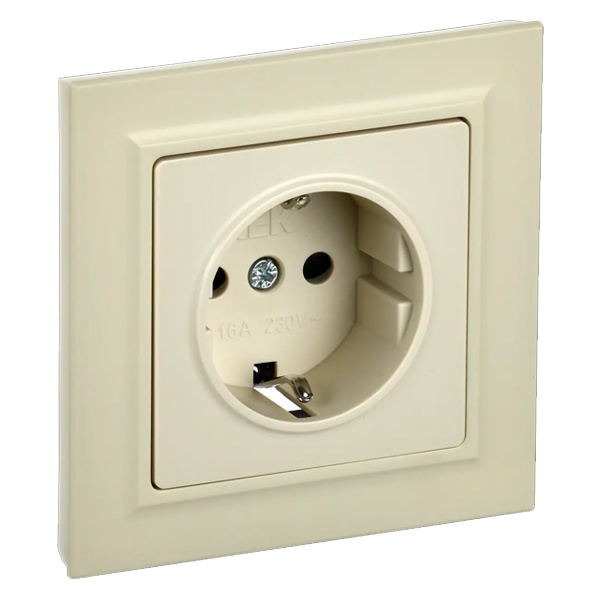 Розетка ИЭК BRITE 2P+E Schuko со шторками 16А в сборе бежевый (РСР14-1-0-БрКр)