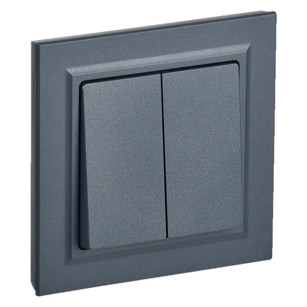 Выключатель 2-клавишный ИЭК BRITE 10А в сборе маренго (ВСР10-2-0-БрМ)