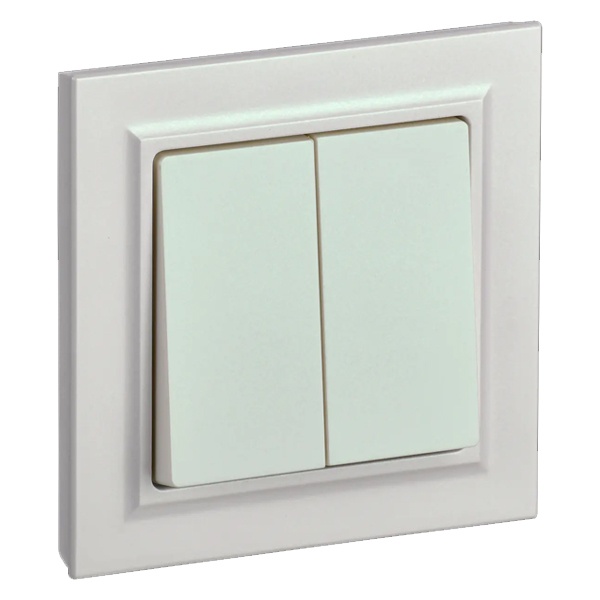 Выключатель 2-клавишный ИЭК BRITE 10А в сборе жемчуг (ВСР10-2-0-БрЖ)