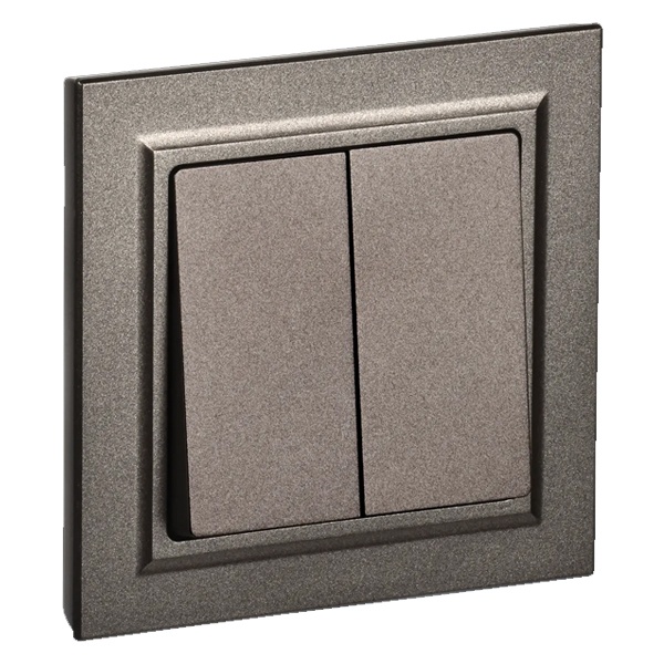 Выключатель 2-клавишный ИЭК BRITE 10А в сборе бронза (ВСР10-2-0-БрТБ)