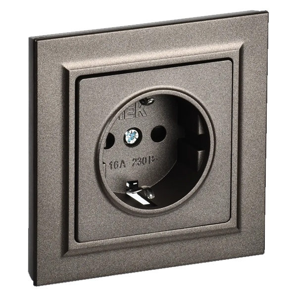 Розетка ИЭК BRITE 2P+E Schuko со шторками 16А в сборе бронза (РСР14-1-0-БрТБ)