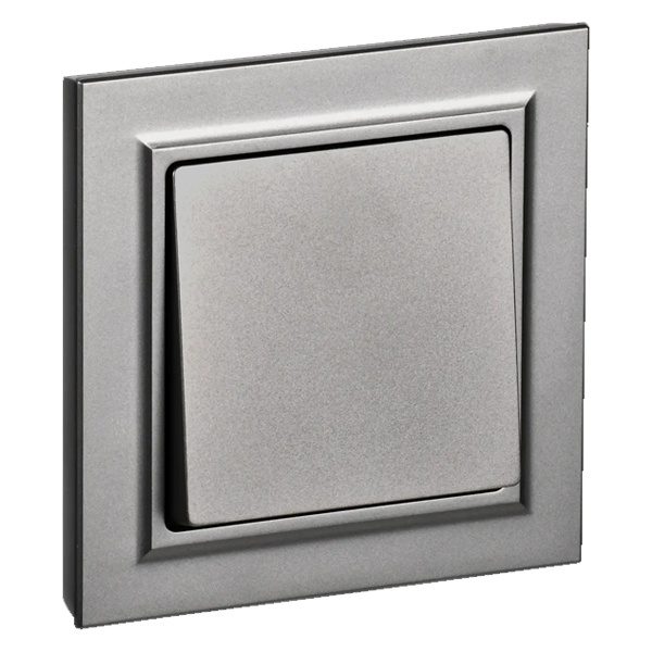 Выключатель 1-клавишный ИЭК BRITE 10А в сборе сталь (ВСР10-1-0-БрС)