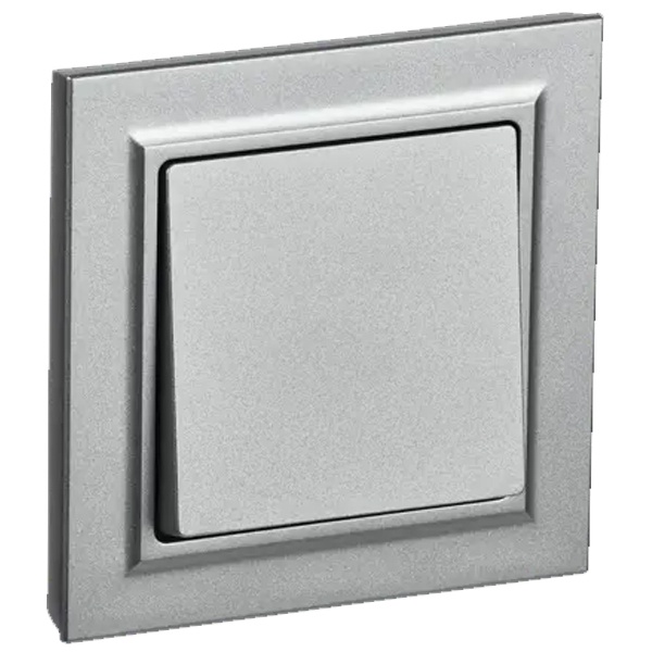 Выключатель 1-клавишный ИЭК BRITE 10А в сборе алюминий (ВСР10-1-0-БрА)