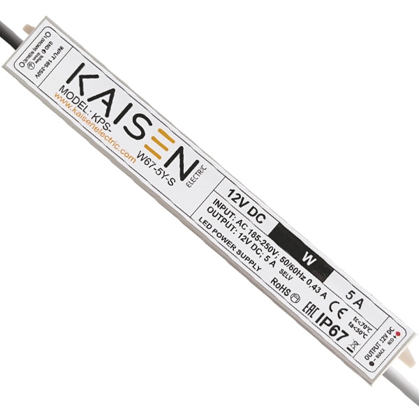 Блок питания для светодиодной ленты Kaisen 20W 24V 0-0,83A -30+40°С IP67 162х29х21 mm