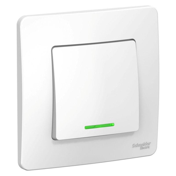 Переключатель 1-клавишный с подсветкой SE Blanca с/у 10A 250В белый