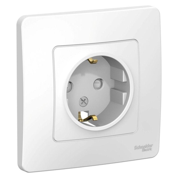 Розетка с заземлением SE Blanca 2Р+Е со шторками 16А, 250В с/у белый