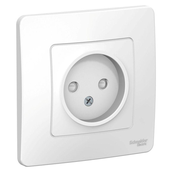 Розетка без заземления SE Blanca 2Р со шторками 16А, 250В с/у белый