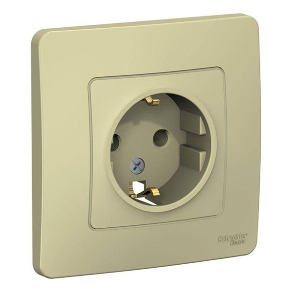 Розетка с заземлением SE Blanca 2Р+Е без шторок 16А, 250В с/у бежевый