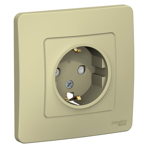 Розетка с заземлением SE Blanca 2Р+Е со шторками 16А, 250В с/у бежевый