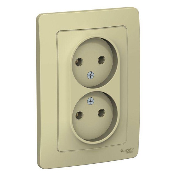 Розетка двойная без заземления SE Blanca 2х2Р без шторок 16А, 250В с/у бежевый