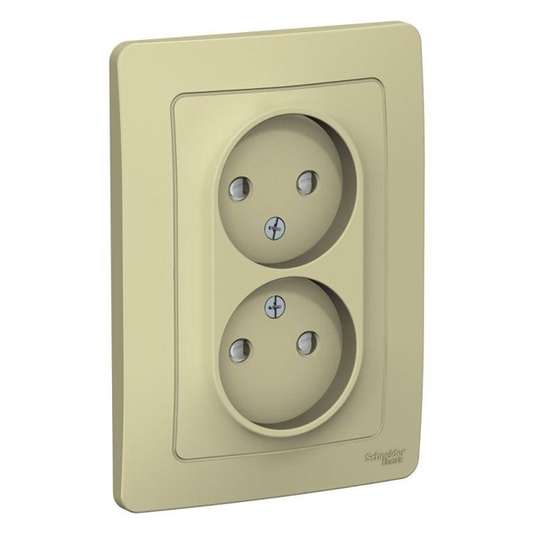 Розетка двойная без заземления SE Blanca 2х2Р со шторками 16А, 250В с/у бежевый