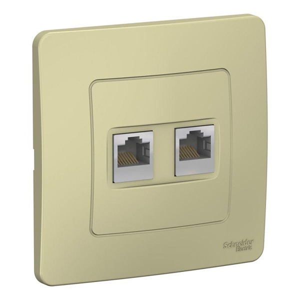 Розетка двойная компьютерная SE Blanca RJ45, категория 5E с/у бежевый