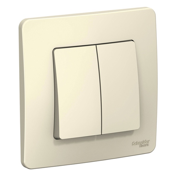 Переключатель 2-клавишный SE Blanca с/у 10A 250В молочный