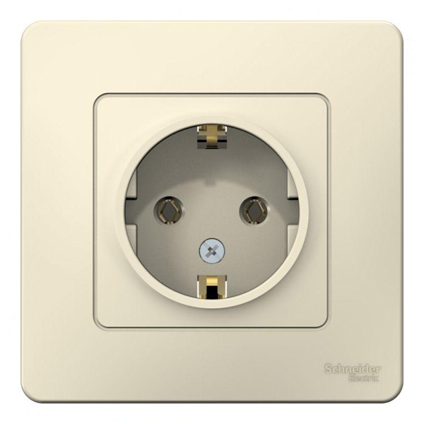 Розетка с заземлением SE Blanca 2Р+Е без шторок 16А, 250В с/у молочный