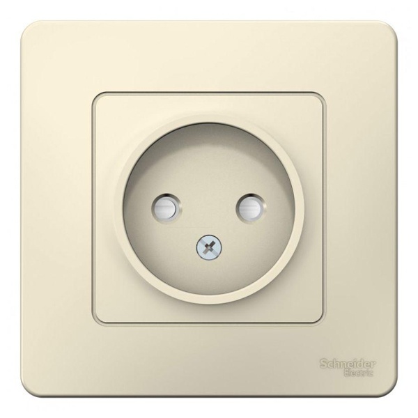 Розетка без заземления SE Blanca 2Р со шторками 16А, 250В с/у молочный