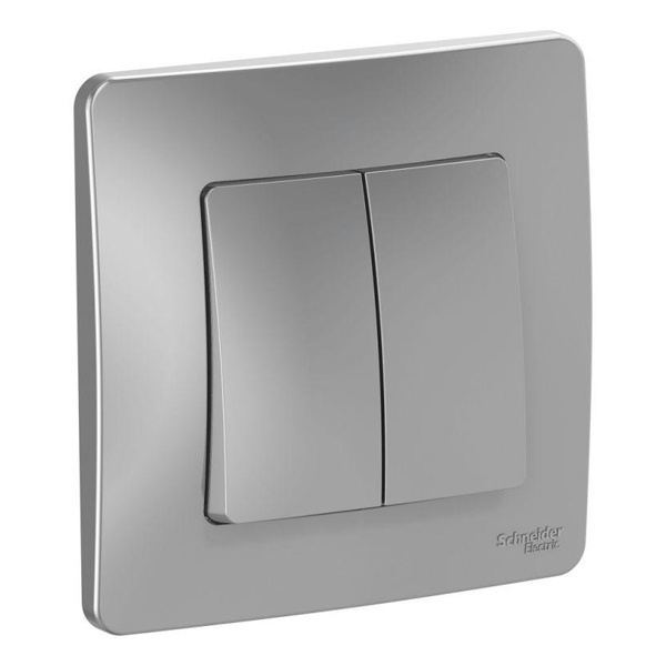 Выключатель 2-клавишный SE Blanca с/у 10A 250В алюминий