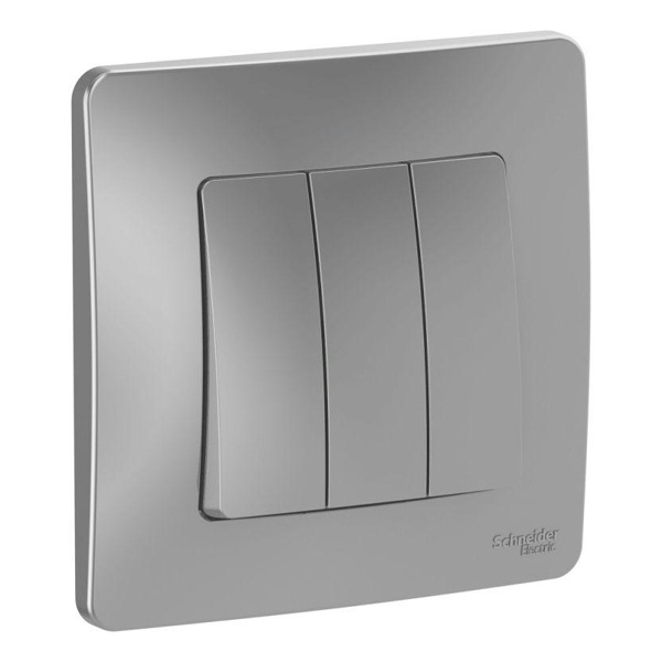 Выключатель 3-клавишный SE Blanca с/у 10A 250В алюминий