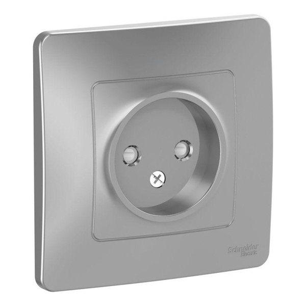 Розетка без заземления SE Blanca 2Р со шторками 16А, 250В с/у алюминий