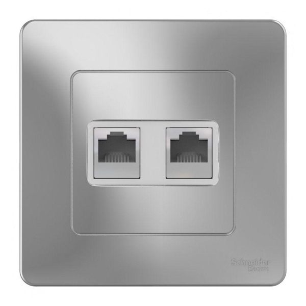 Розетка двойная компьютерная SE Blanca RJ45, категория 5E с/у алюминий