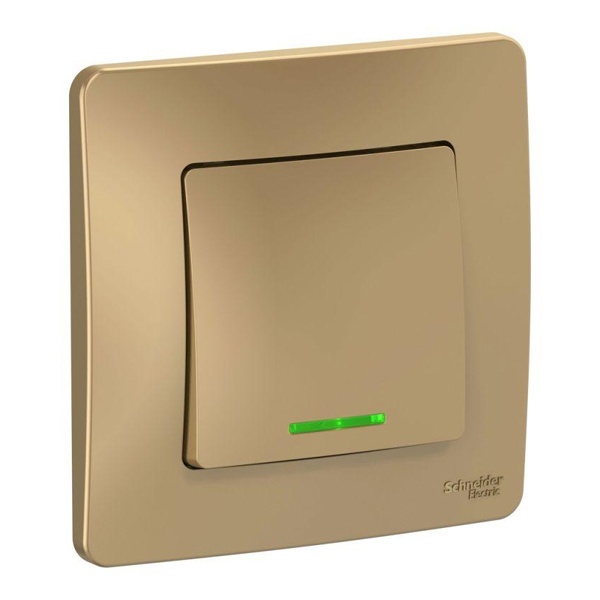 Выключатель 1-клавишный с подсветкой SE Blanca с/у 10A 250В титан