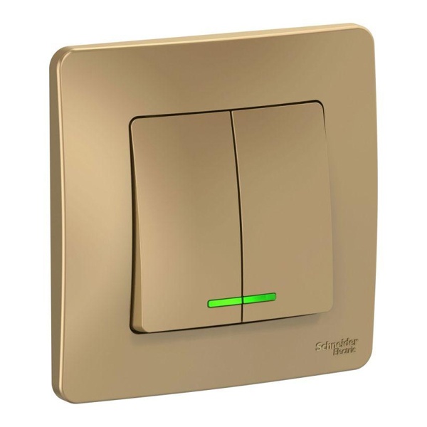 Выключатель 2-клавишный с подсветкой SE Blanca с/у 10A 250В титан