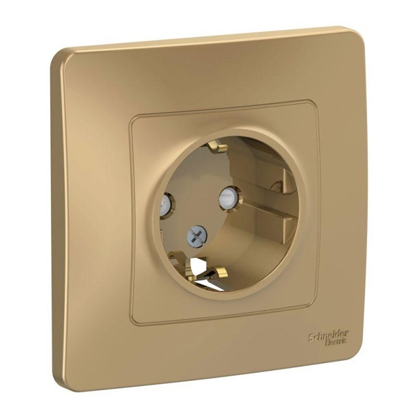 Розетка с заземлением SE Blanca 2Р+Е со шторками 16А, 250В с/у титан