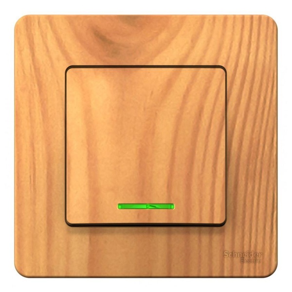 Выключатель 1-клавишный с подсветкой SE Blanca с/у 10A 250В ясень