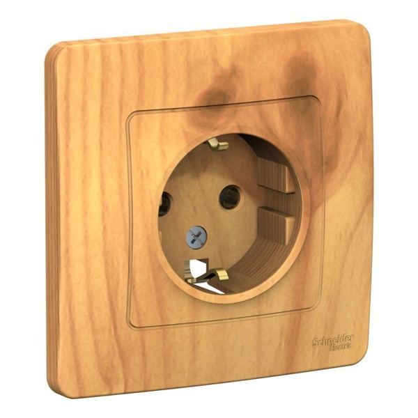 Розетка с заземлением SE Blanca 2Р+Е без шторок 16А, 250В с/у ясень