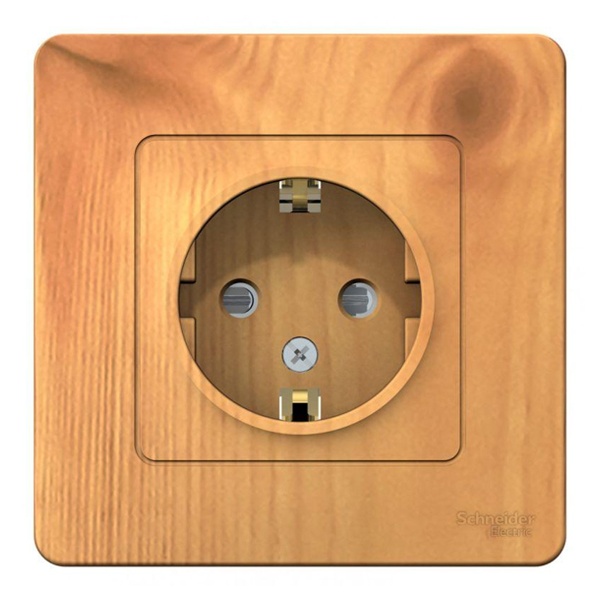 Розетка с заземлением SE Blanca 2Р+Е со шторками 16А, 250В с/у ясень