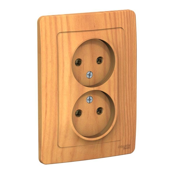 Розетка двойная без заземления SE Blanca 2х2Р без шторок 16А, 250В с/у ясень