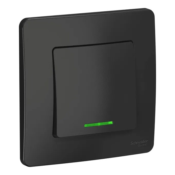 Выключатель 1-клавишный с подсветкой SE Blanca с/у 10A 250В антрацит