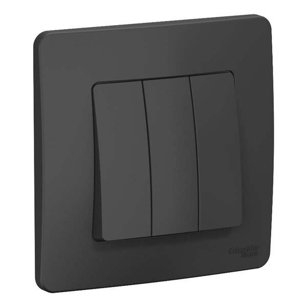 Выключатель 3-клавишный SE Blanca с/у 10A 250В антрацит