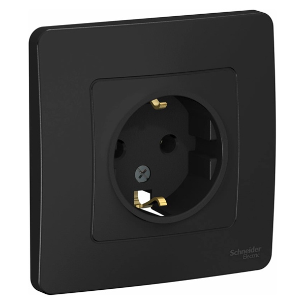 Розетка с заземлением SE Blanca 2Р+Е без шторок 16А, 250В с/у антрацит