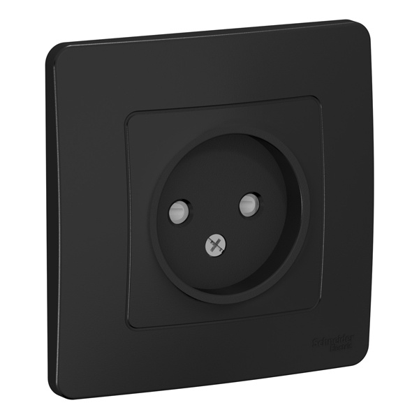 Розетка без заземления SE Blanca 2Р со шторками 16А, 250В с/у антрацит