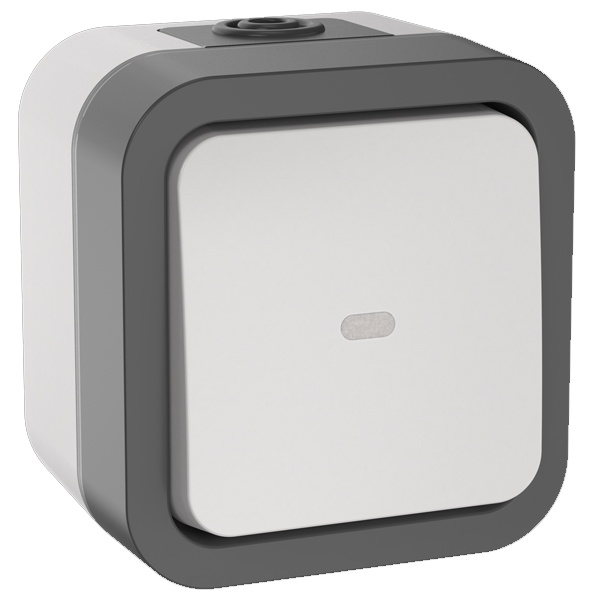 Переключатель 1-клавишный с индикацией ИЭК TORS TS202 10А IP55 серо-белый