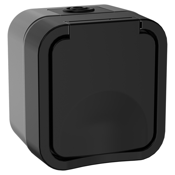 Розетка ИЭК TORS TS120 2П+3 с крышкой и шторками 16А IP55 графит