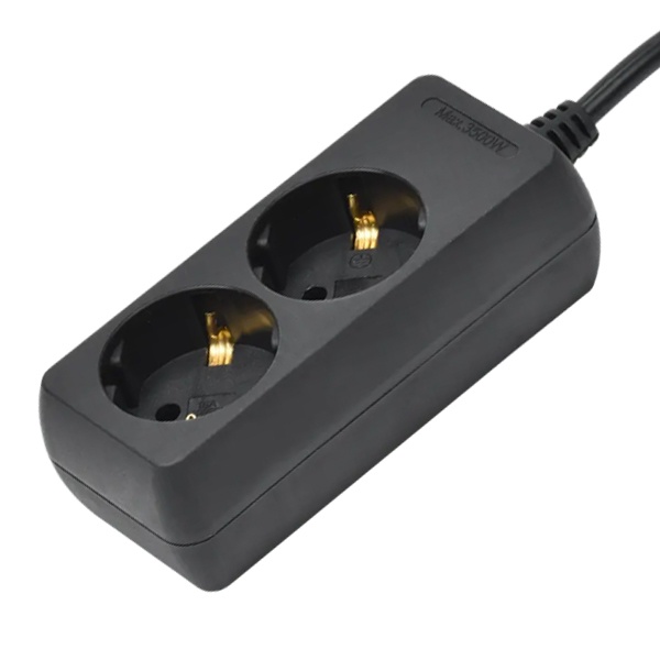 Удлинитель ИЭК У02 2х2P+PE 2 розетки с заземлением 5м 3х1мм2 16А/250В черный