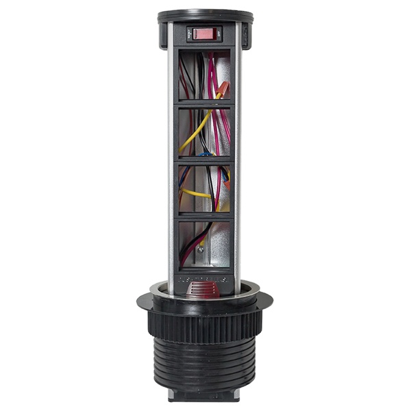 Встраиваемая выдвижная мини-колонна EKF с беспроводной зарядкой 15Вт 8 модулей C-Line металлик