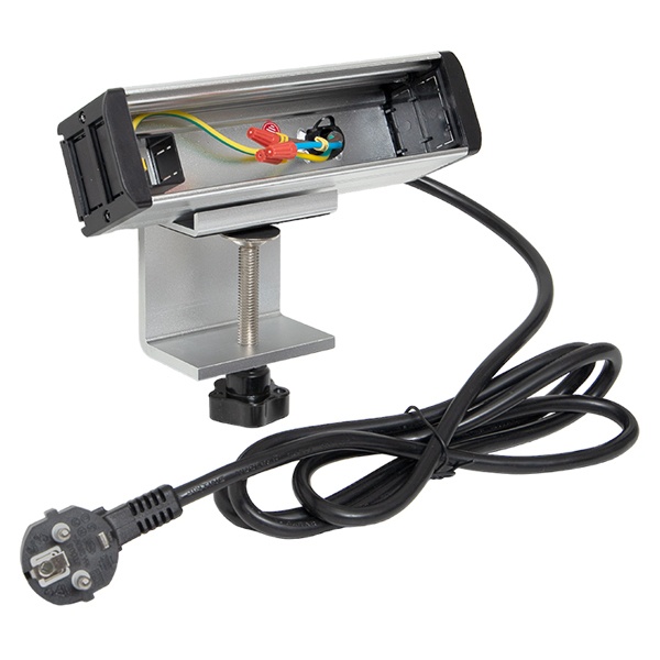 Настольный розеточный блок EKF для крепления к столу на 8 модулей C-Line металлик