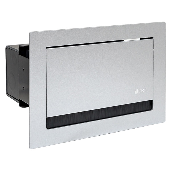 Встраиваемый настольный лючок EKF на 4 модуля C-Line металлик