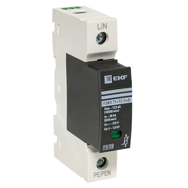 Устройство защиты от импульсных перенапряжений EKF Т1+Т2; Iimp-12,5kA In-20kA Uc-275В 1+0 1Р