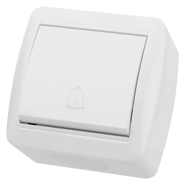 Кнопка звонковая TDM открытой установки Селигер 6А IP44 белый