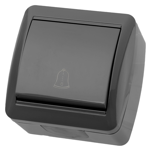 Кнопка звонковая TDM открытой установки Селигер 6А IP44 серый