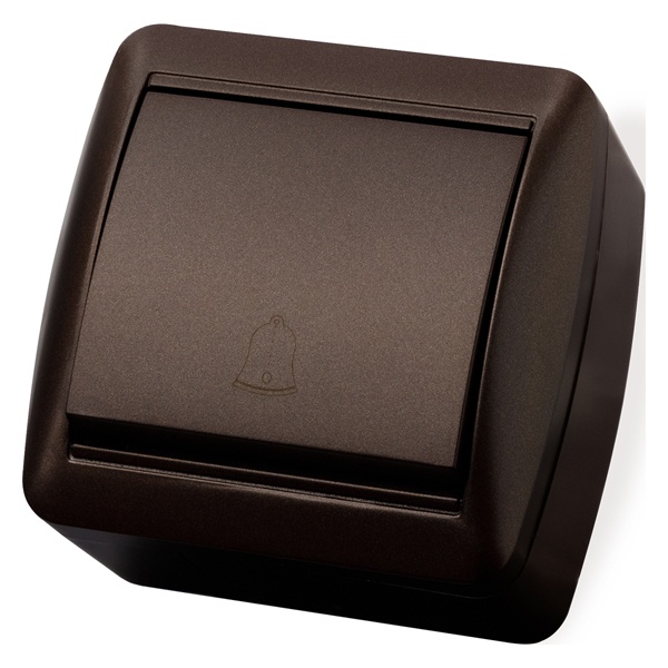 Кнопка звонковая TDM открытой установки Селигер 6А IP44 шоколад