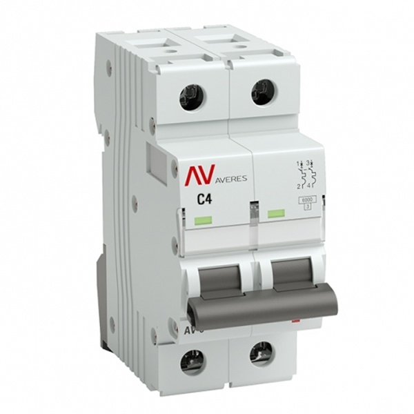 Выключатель автоматический EKF AVERES AV-6 4A (C) 2P однофазный 6kA