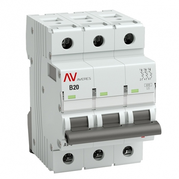 Выключатель автоматический EKF AVERES AV-6 20A (B) 3P трехфазный 6kA