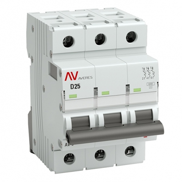 Выключатель автоматический EKF AVERES AV-6 25A (D) 3P трехфазный 6kA