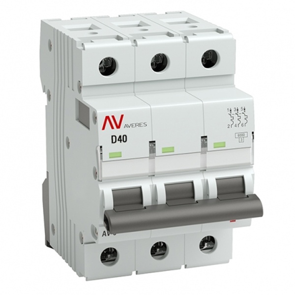 Выключатель автоматический EKF AVERES AV-6 40A (D) 3P трехфазный 6kA